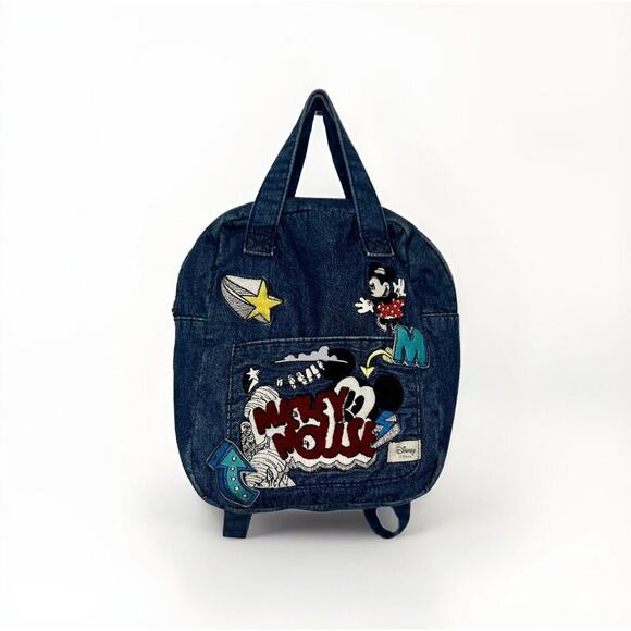 Zara Kids Disney Mickey Mouse Denim Patch Back Pack - Picture 1 of 6